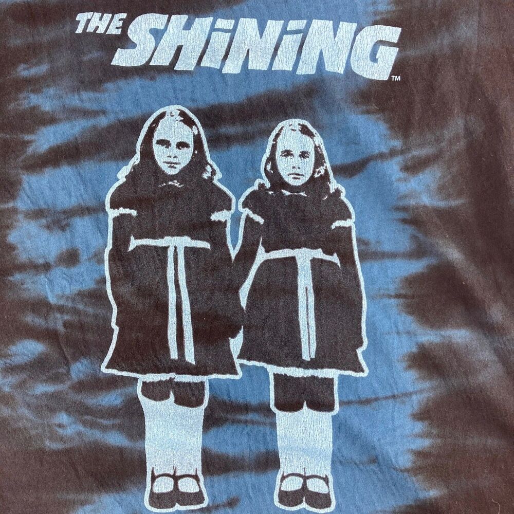The Shining Horror Movie Tie Dye Graphic T Shirt Adult Blue Black Twins 22x27